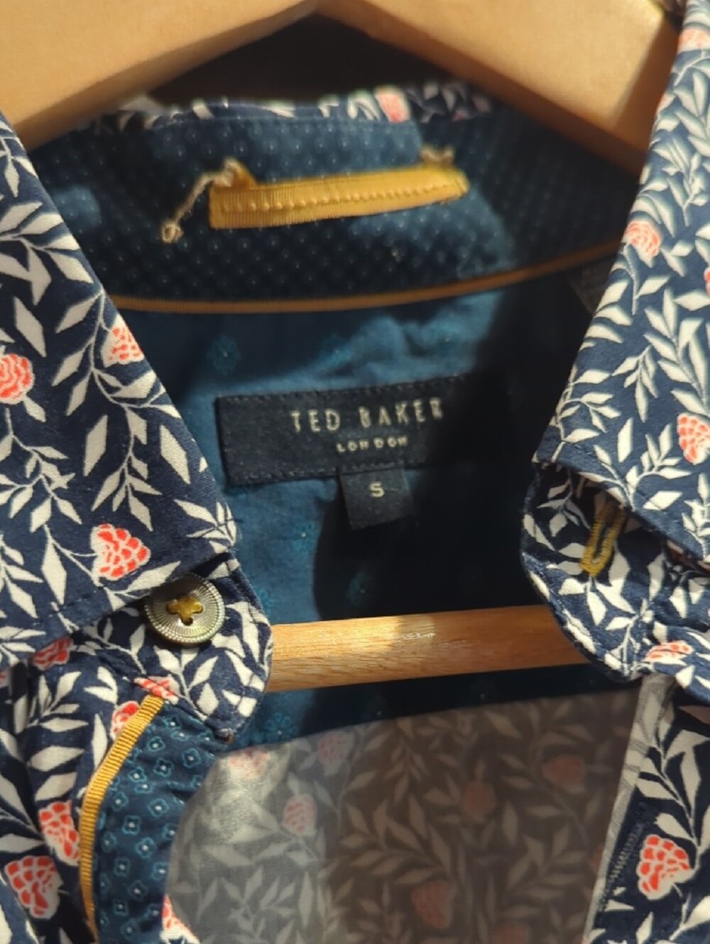 Ted Baker Navy Floral Short-Sleeve Button-Down Shirt